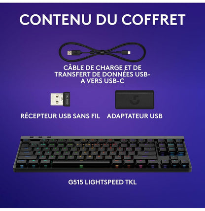 Clavier Logitech gaming sans fil G515 LIGHTSPEED TKL (920-012546)