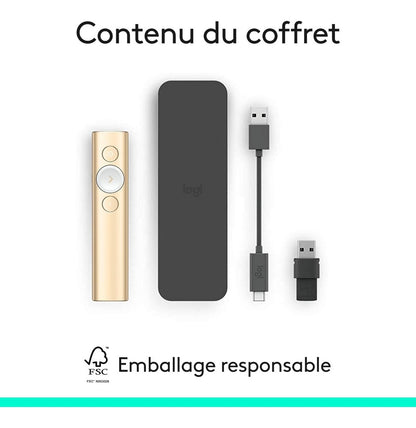 Télécommande de présentation Logitech Wireless Presenter Spotlight Gold (910-004862)