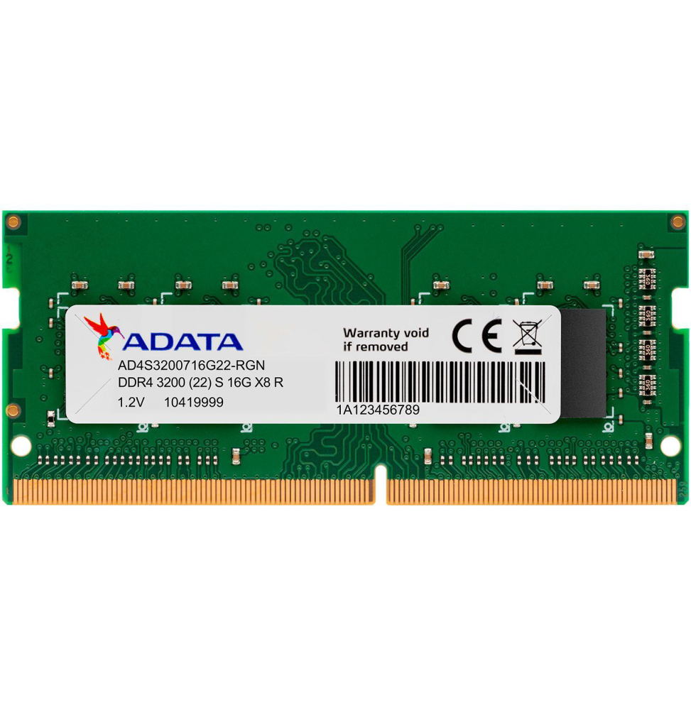 Barrette mémoire ADATA SO-DIMM 16GB DDR4 3200 Mhz - PC Portable (AD4S320016G22-SGN)