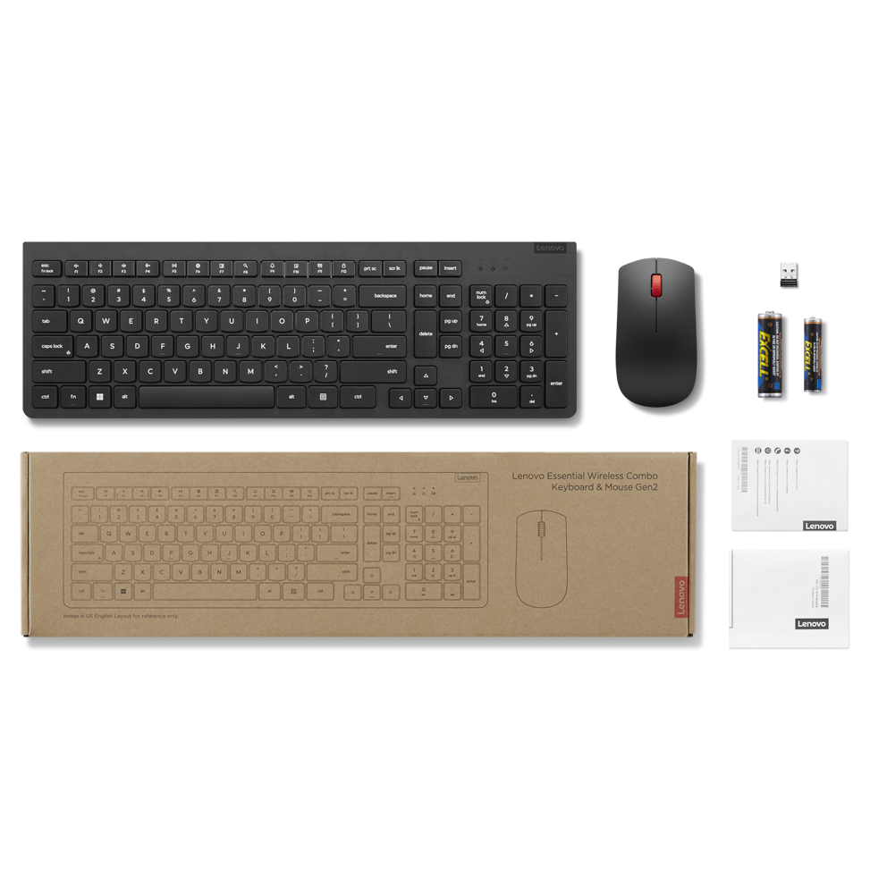 Ensemble clavier et souris sans fil Lenovo Essential Gen2 Noir – Français 189