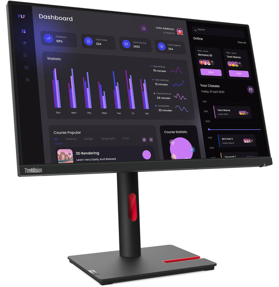 Écran 23,8" Full HD Lenovo ThinkVision T24i-30 (63CFMATXEU)