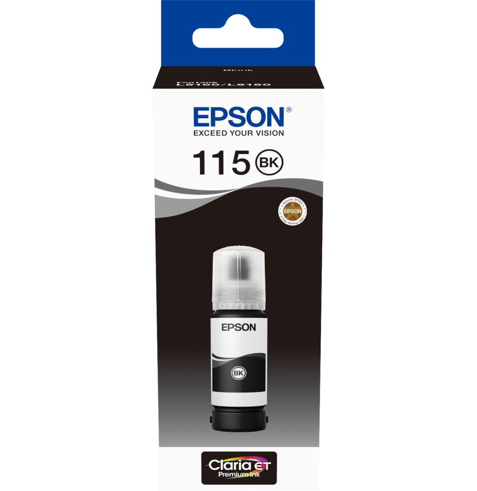 Epson 115 Noir - Bouteille d'encre Epson EcoTank d'origine (C13T07C14A)