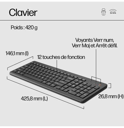 Ensemble combiné clavier et souris sans fil HP 330 (2V9E6AA)