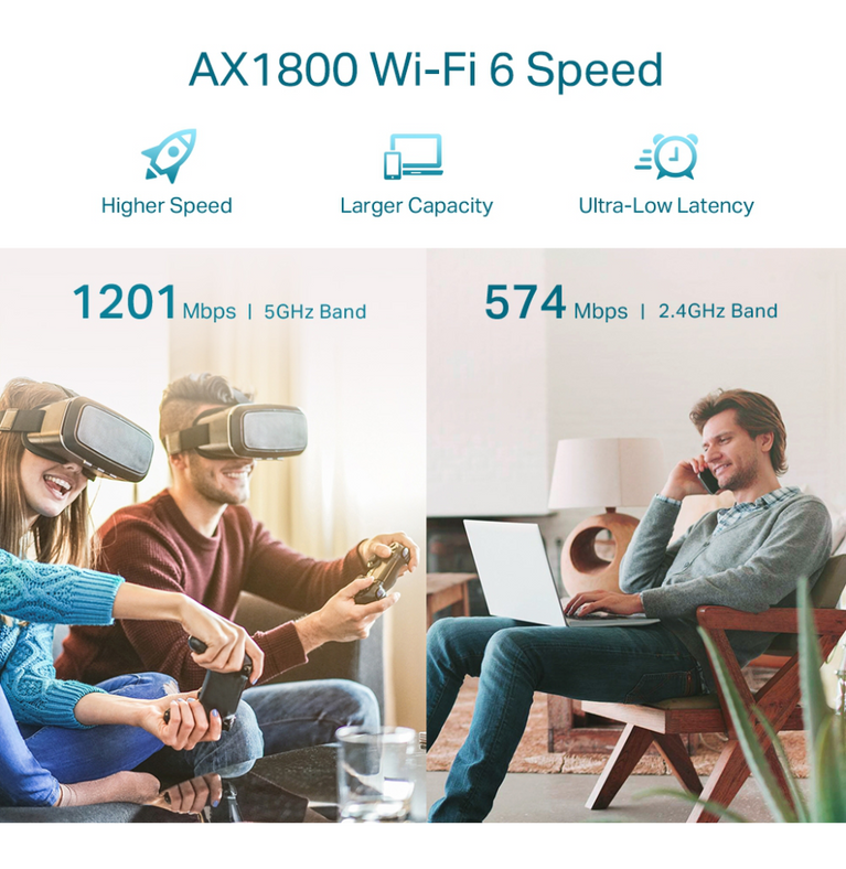 Répéteur WiFi 6 TP-Link AX1800 574Mbps (RE605X)