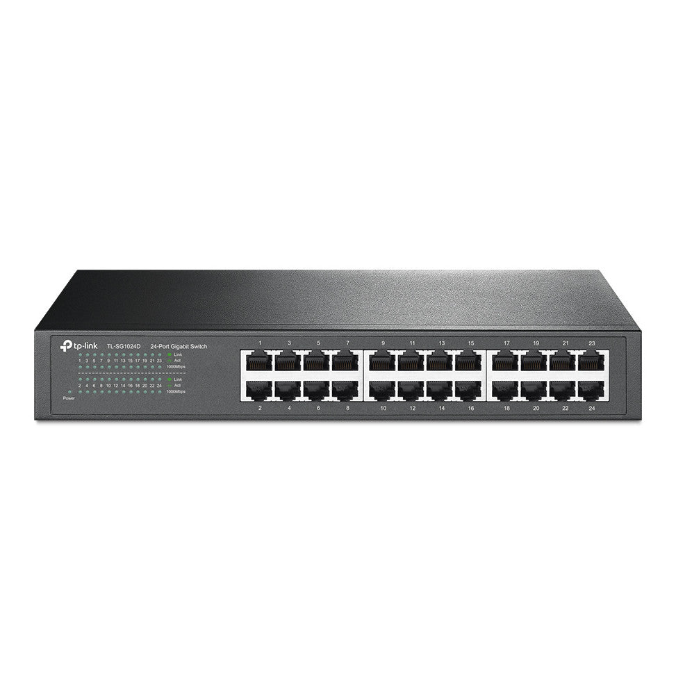 Tplink 24-port Gigabit Switch, 24 10/100/1000M RJ45 ports,1U 13-inch rack-mountable steel case