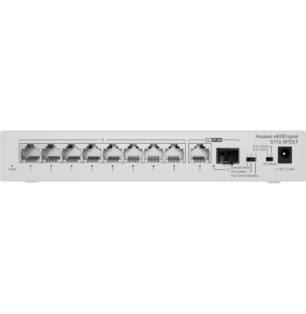 Switch Huawei S110-8P2ST (8*10/100/1000BASE-T ports, PoE+ 1*GE SFP port, 1*10/100/1000BASE-T port, AC power)