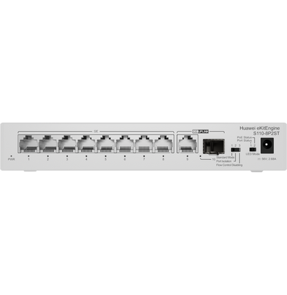 Switch Huawei S110-8P2ST (8*10/100/1000BASE-T ports, PoE+ 1*GE SFP port, 1*10/100/1000BASE-T port, AC power)