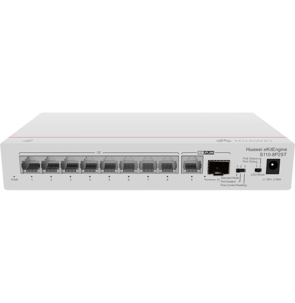 Switch Huawei S110-8P2ST (8*10/100/1000BASE-T ports, PoE+ 1*GE SFP port, 1*10/100/1000BASE-T port, AC power)