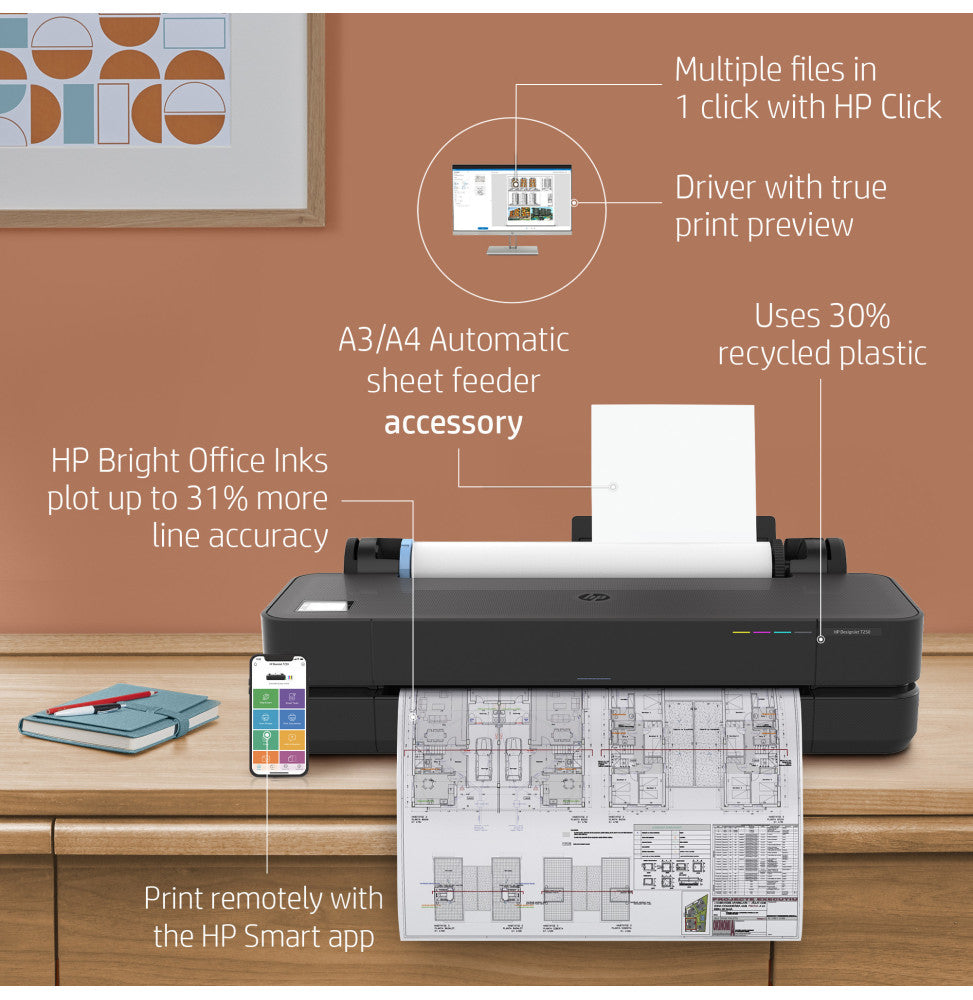 Traceur HP DesignJet T230 de 24 pouces (5HB07A)