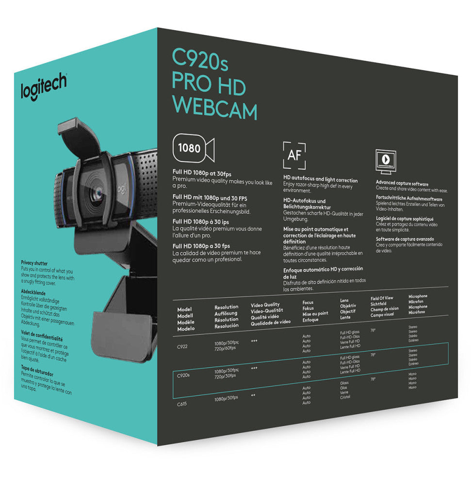 Webcam Logitech HD Pro C920s (960-001252)