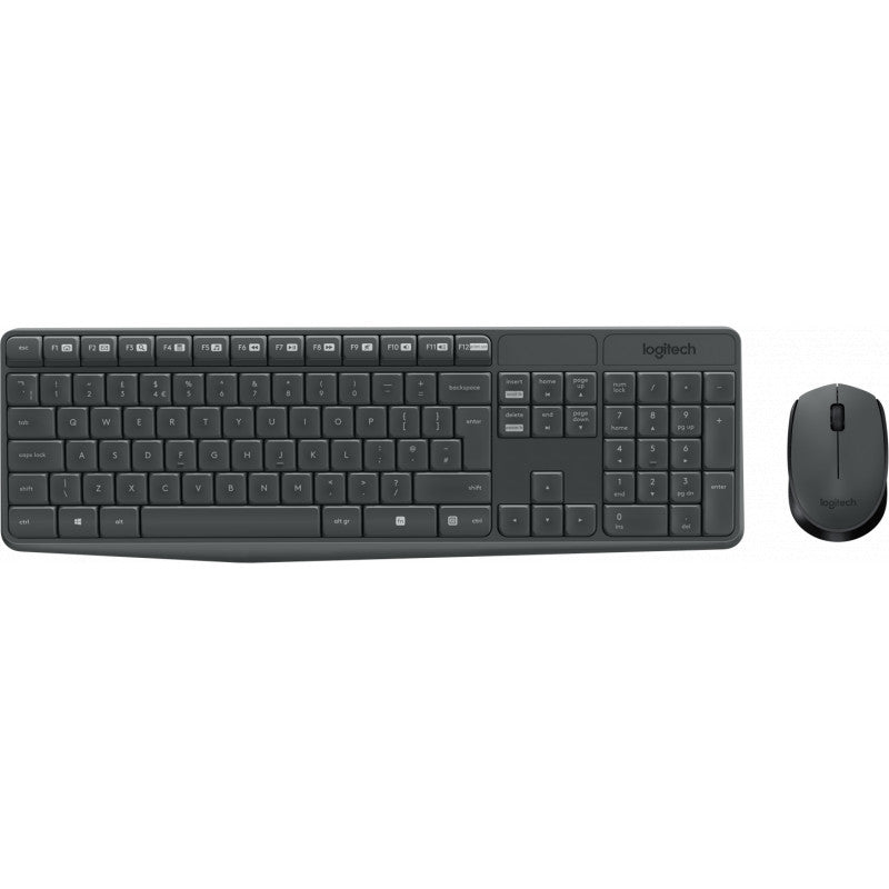 Logitech® MK235 Wireless Keyboard and Mouse - GREYFRA - 2.4GHZ - N/A - CENTRAL - (GREY KEYS GREY BTM