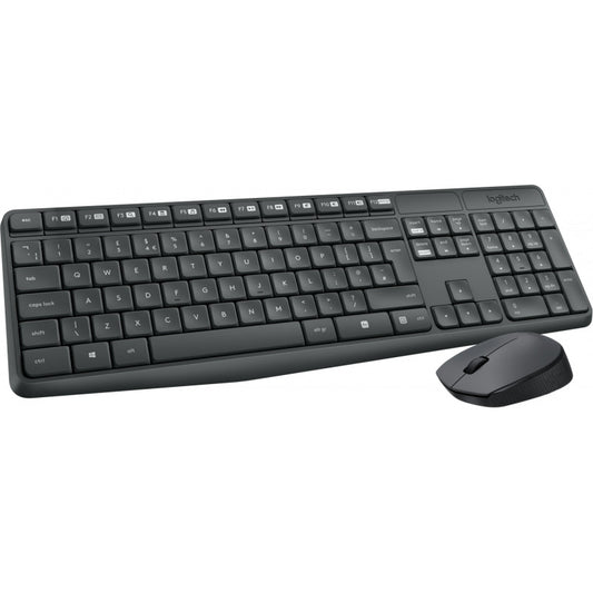 Logitech® MK235 Wireless Keyboard and Mouse - GREYFRA - 2.4GHZ - N/A - CENTRAL - (GREY KEYS GREY BTM